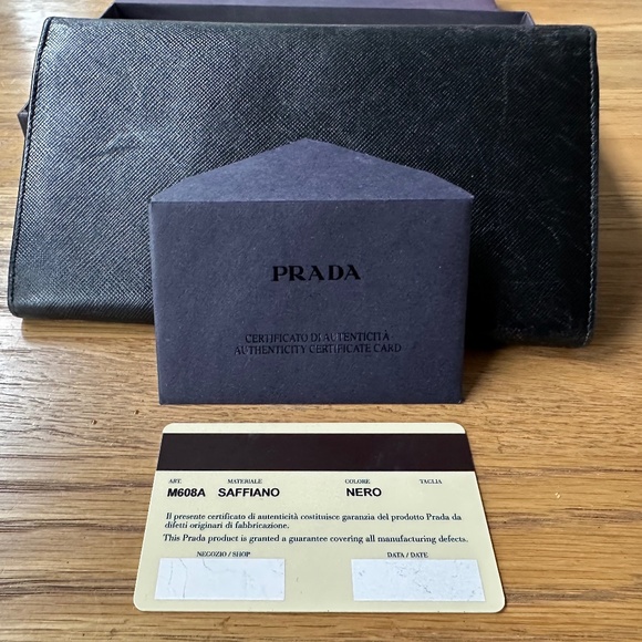 PRADA Saffiano Leather Long Wallet in Black - Picture 2 of 16
